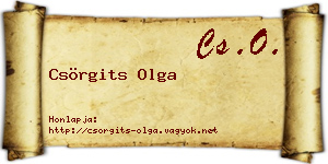 Csörgits Olga névjegykártya