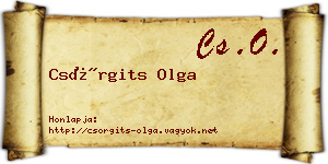 Csörgits Olga névjegykártya